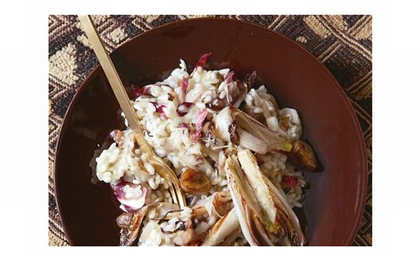 Caramelized radicchio with chestnut risotto