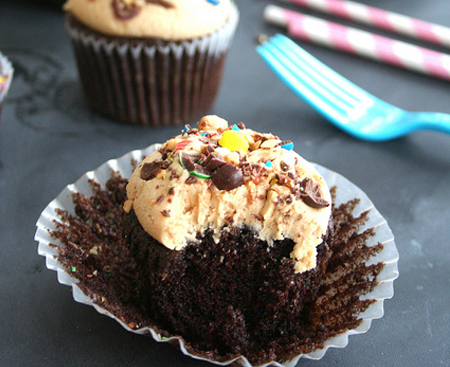 Dark Chocolate cupcake with peanut butter frosting