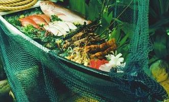 seafood in a boat