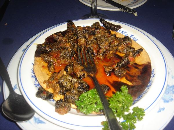 Unusual food Mopane worms