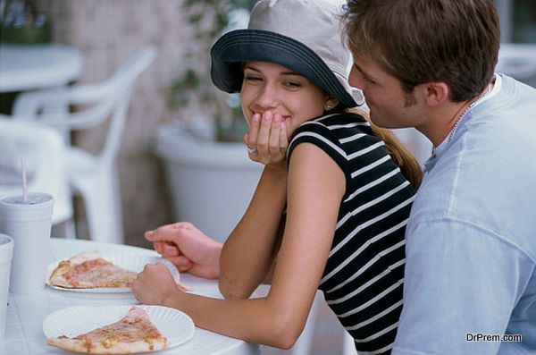 couple taking meal in restaurant