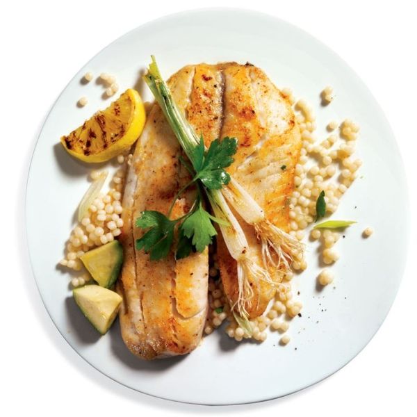 Garlicky grilled tilapia with couscous