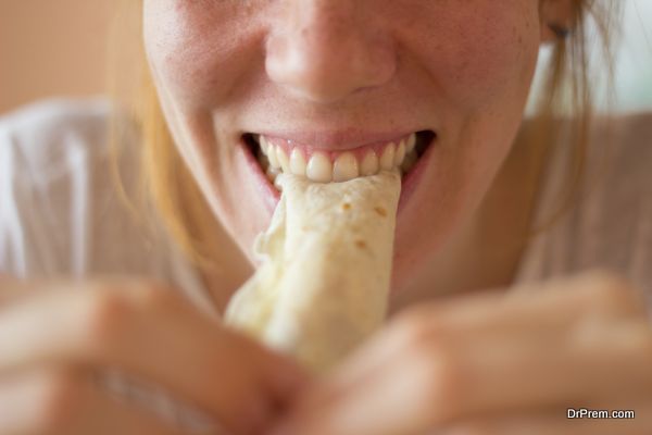 lady eating Crepes
