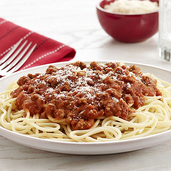Spaghetti with quick meat sauce