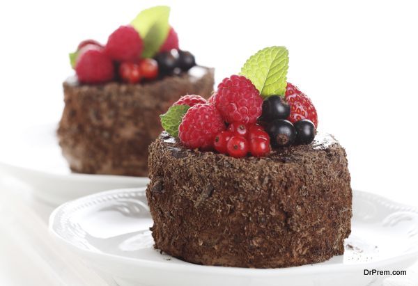 beautiful chocolate cake with fresh berry