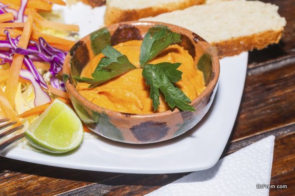 Chickpeas with tahini, delicious humus salad