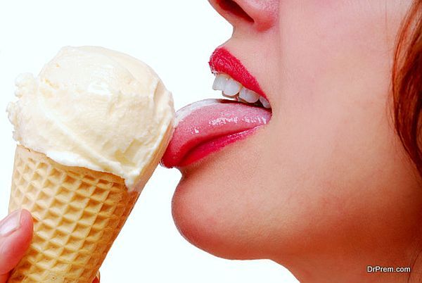 Female Lips with Ice Cream Cone