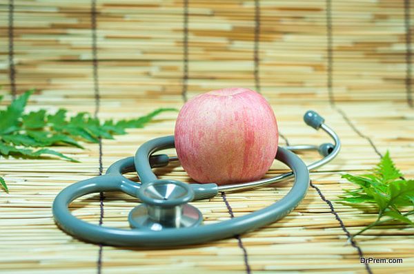 Red apple and  Stethoscope